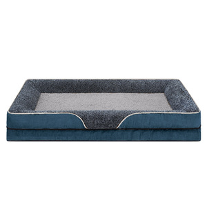 โซฟาสัตว์เลี้ยงแบบออร์โธปิดิกส์ ถอดซักได้ ผ้ากำมะหยี่ขนสั้น พิมพ์ลาย ใช้ได้กับสุนัขทุกสายพันธุ์ เตียงสัตว์เลี้ยงสี่ฤดู รูปทรงสี่เหลี่ยมผืนผ้า - Product Image 4