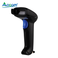 Escáner de código QR inalámbrico 2D portátil y escáner de código de barras de largo alcance 2,4G Interfaz USB negra Función de luz Gestión de inventario de Android