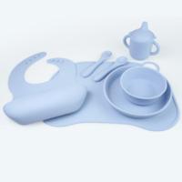 Usine personnalisé sans BPA Silicone ventouse vaisselle ensemble bavoirs bols assiettes fourchettes cuillères pour bébé alimentation boîte cadeau