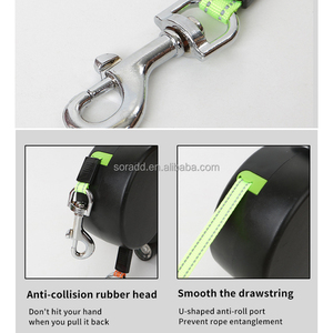 Guinzaglio Doppio Durevole per Cani - Retrattile Anti-Aggrovigliamento Riflettente con Luce LED, Pettorina da Passeggio per Due Cani - Product Image 4