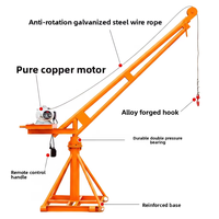 Nouvelle mini-grue métallique de 500 kg, grue à flèche, élingue à câble métallique, rotation à 360 degrés, télécommande, palan électrique, utilisation en extérieur