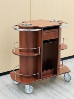 Chariot de bar en bois de luxe personnalisé en acier inoxydable 304 à deux niveaux pour le vin, les spiritueux, l'hôtel, le restaurant, le service de banquet