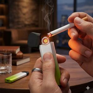 Luxury Slim Metal USB Electronic <b>Lighter</b> Rechargeable <b>Windproof</b> Plasma Arc Flameless Pocket <b>Lighter</b> for Smoking Men Gift - Product Image 6