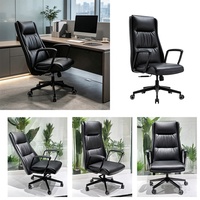 Chaise de bureau exécutive ergonomique en cuir PU pivotante, siège de travail réglable pour ordinateur, chaise de bureau