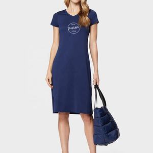 Camiseta con estampado informal de cuello de pico con abertura lateral holgada de alto elástico de peso ligero de algodón personalizado más vendido para mujer verano - Product Image 5