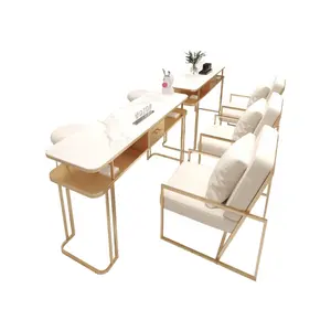 Table de manucure et ensemble de chaises Ensemble complet de table de manucure économique spéciale Simple Double Trois meubles de salon de beauté en marbre