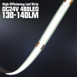 Tira LED COB sin Puntos, 24V, 480 LEDs/m, Alta Eficiencia 140lm/W, 10mm, para Proyectos Lineales de Iluminación Arquitectónica de Interiores - Product Image 2