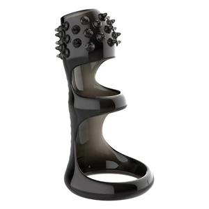 Funda de Látex Natural para Pene, Condón Reutilizable, Anillo para Pene con Púas de Forma Especial, Color Negro para Hombres - Product Image 2