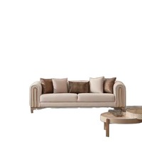 Ensemble de canapés en tissu doux en laine d'agneau, style minimaliste nordique, en forme de U, avec accents en bois massif, touche de designer, pour salons