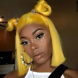 IFINER Harga Grosir Wig Rambut Manusia BOB Lurus Renda Depan Warna Kuning Wig Rambut Remy Brasil dengan Renda Transparan Swiss
