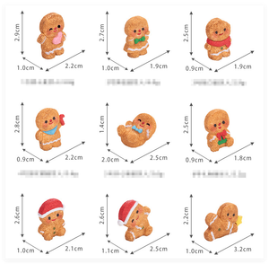 Charmes en résine 3D en forme d'homme en pain d'épices pour la décoration de la maison, mini ornement de Noël pour l'arbre, décorations de fête de neige, figurines en résine d'anime nues pour Noël - Product Image 2