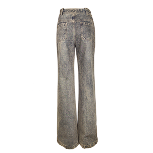 Jeans Bootcut da Donna a Vita Alta in Cotone Traspirante, Stile Retrò Effetto Stone Washed e Distressed, per Autunno Inverno, Ufficio e Pendolarismo, OEM - Product Image 3