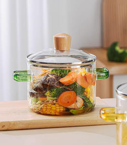 Casserole en <span class=keywords><strong>verre</strong></span> borosilicate de haute qualité, poignée verte, résistante à la chaleur, compatible induction, compatible four à gaz, passe au lave-vaisselle - Product Image 2