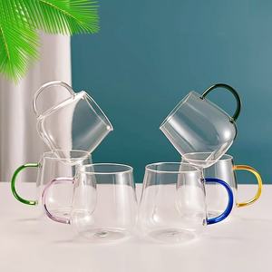 Vaso de agua de vidrio de borosilicato de alta calidad al por mayor, taza de té transparente de vidrio con diseño de hongo colorido, vaso para leche y bebidas - Product Image 4