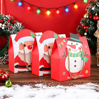 Boîtes cadeaux personnalisables et recyclables pour biscuits sucrés, avec fenêtre transparente, poignée en éponge, motif Père Noël et bonhomme de neige