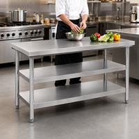 Table de travail en acier inoxydable 304 201 robuste à 3 niveaux pour cuisine commerciale – Vente en gros