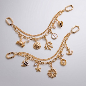 Colgante de Cadena Metálica Dorada para Bolso con Dijes Intercambiables de Concha Marina, Cangrejo, Estrella de Mar y Perla, Accesorios de Llavero para <span class=keywords><strong>Mujer</strong></span> - Product Image 5