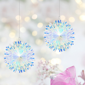 カラフルなネオンフィルムクリスマスオーナメントスタースノーフレークペンダント天井装飾誕生日パーティープロモーションパーティー用品 - Product Image 2