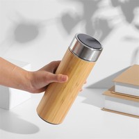 Vaso Térmico de Acero Inoxidable y Bambú, Portátil, Económico, de 350ml, 450ml, 500ml, 600ml, para Oficina, Venta al Por Mayor