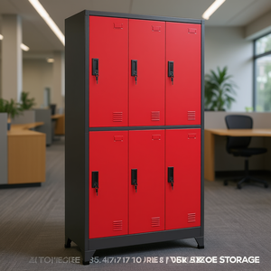 Armario Metálico de Dos Niveles de 35.4x17.7x70.9 Pulgadas para Almacenamiento en Garaje u Oficina - Product Image 2