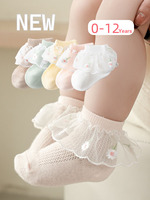 Chaussettes habillées en dentelle pour bébés filles, chaussettes courtes en coton peigné à volants pour nourrissons et tout-petits, style princesse