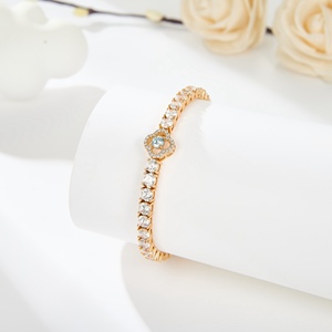 Gelang Cleef daun semanggi elegan mode wanita perhiasan rantai CZ zirkon wanita 14K 18K gelang tenis emas - Product Image 4