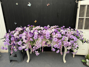 Composition florale artificielle <span class=keywords><strong>de</strong></span> style conte <span class=keywords><strong>de</strong></span> fées, couleur violette, chemin <span class=keywords><strong>de</strong></span> table long, chemin <span class=keywords><strong>de</strong></span> table en cascade pour table <span class=keywords><strong>de</strong></span> mariage - Product Image 3