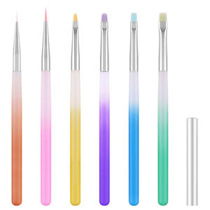 Lot de 6 pinceaux à ongles en acrylique mat dégradé arc-en-ciel, à pointe ronde, poils en nylon, outil de peinture gel UV pour salon et manucure DIY - Product Image 4