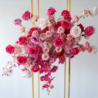 Décoration de fond de fête de mariage en fleurs suspendues, arrangement de rangée de fleurs artificielles en soie, rose crème, blanche, orchidée, fait main, durable, pour événements