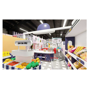 Aire de jeux intérieure pour enfants aux couleurs pastel, avec aire de jeux de simulation et jeux interactifs, pour usage commercial - Product Image 1