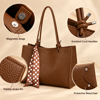 Sac fourre-tout en cuir PU grande capacité avec logo personnalisé, sac à main pour femme avec pochette intérieure et fermeture magnétique pour le travail et les voyages