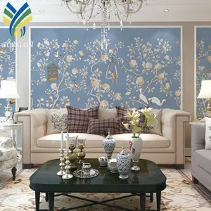 Custom Paintings Deco Wall Paper Home Decoration Papier Peint 3D Mural Wallpaper With Golden Leaf