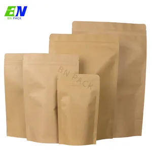 Resealable Kraft Paper Zipper Packaging Fully Recycled Craft Pouch Brown Paper Bag With Window