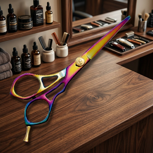 <b>Top</b> Quality <b>Rainbow</b> Color coated Hair Scissors Titanium Barber Shears Stainless Steel Salon Cutting Scissors Custom Logo - Product Image 6