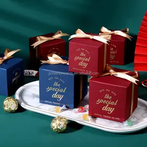 批发豪华甜蜜婚礼礼品盒派对包装礼品糖果盒带丝带给客人
