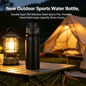 Bouteille d'eau pour sports de plein air, gobelet isotherme à double paroi <span class=keywords><strong>en</strong></span> acier inoxydable 304, tasse portable grande capacité avec paille - Product Image 4