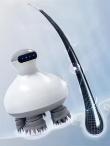 Masajeador de cabeza eléctrico portátil con cinco cabezales de masaje, masajeador de cuero cabelludo y facial de ABS+silicona para promover el crecimiento del cabello - Product Image 4