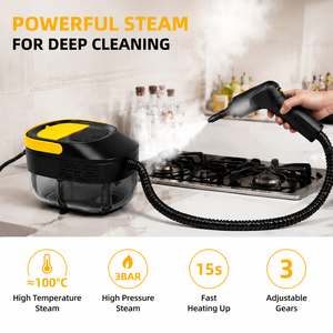 เครื่องทำความสะอาดไอน้ำแบบพกพา 1500W ความจุ 1600 มล. เครื่องทำความสะอาดไอน้ำแรงดันสูง 3 บาร์ เครื่องทำความสะอาดไอน้ำแบบมือถืออเนกประสงค์สำหรับบ้านและรถยนต์ OEM ODM - Product Image 2