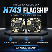 Contrôleur de vol MicoAir H743 AIO 35A AM32 3-6S avec ESC 4-en-1 intégré, double IMU DPS310, ArduPilot PX4 pour drone RC à aile fixe FPV