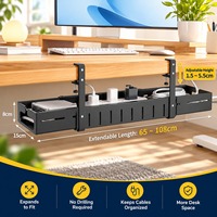 Support de rangement pliable portable en métal à double niveau pour câbles, barre de gestion des câbles étanche, organisateur de multiprises, support de rangement pour fils et cordons pour bureau