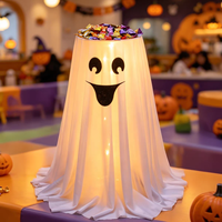 Decoración de tela para entrada o porche con fantasma LED brillante y adorable para exhibir dulces en Halloween, ideal para la colección de dulces.