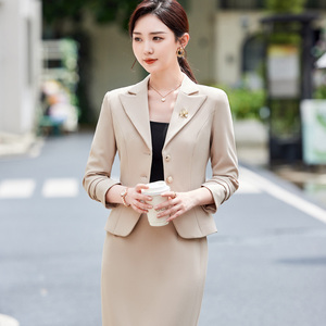 Nouvelle Robe Blazer Professionnelle Printemps et Automne pour Femme, en Tissu Structuré, <span class=keywords><strong>avec</strong></span> Boutons Décoratifs, Manteau Court Élégant - Product Image 3