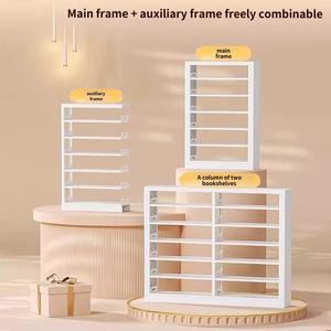 Étagère <span class=keywords><strong>d</strong></span>'<span class=keywords><strong>angle</strong></span> en acier pour la maison, salon, bureau, design contemporain, <span class=keywords><strong>blanche</strong></span>, 5 étagères réglables, portable - Product Image 2