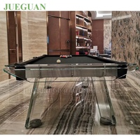 Table de billard en verre de 8 pieds en acier inoxydable doré de luxe moderne de haute qualité, prix d'usine, avec système de retour de billes et base en caoutchouc
