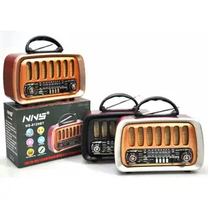 NS-8129BT Houten Retro Handleiding Radio Dc Usb Oplaadbare Am Fm Radio Draagbare Oude Stijl Desktop Usb Radio