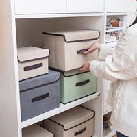 Boîtes de rangement en tissu pliables et empilables de petite et moyenne taille avec couvercles pour l'organisation des vêtements dans le placard