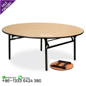 OEM ODM Personalizar Fiesta Boda Mesa de madera contrachapada Restaurante plegable Banquete Mesa de comedor de madera redonda - Product Image 3