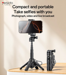 Yesido Perche à selfie mini en métal avec trépied renforcé, rotation 360°, longueur 43 cm, télécommande détachable BT5.2, <span class=keywords><strong>support</strong></span> de téléphone SF29 - Product Image 2