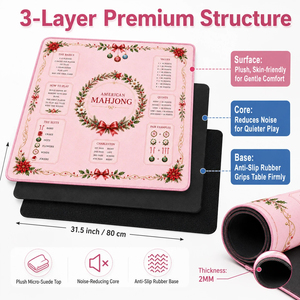 Tapis de Mahjong Américain Floral Rose Antidérapant pour Noël, Couverture de Table Anti-Bruit avec Guide des Règles pour Jeux de Cartes - Product Image 4