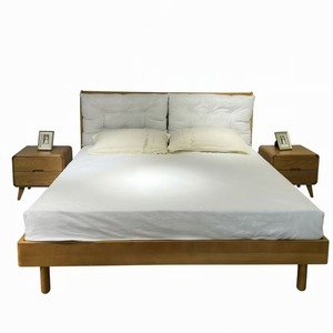 Nordic Modern Minimalist Solid Wood Bed Platform Soft <b>Headboard</b> Double Bedroom Furniture - Product Image 3